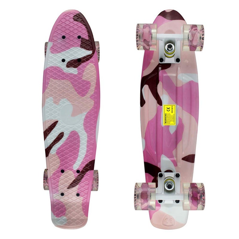 Meketec Skateboards Mini Cruiser 22 inch Retro Boy Kids First Skateboard for Youthes Beginners Children Teenageres Girl Youth Adults Patinetas Boys 7 to 10 (Pink Camouflage) - Image 2